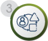 A user icon with arrows pointing to different shapes, labeled with a number 3 in a circle.