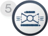 An envelope icon with lines, resembling an email, labeled with a number 5 in a circle.